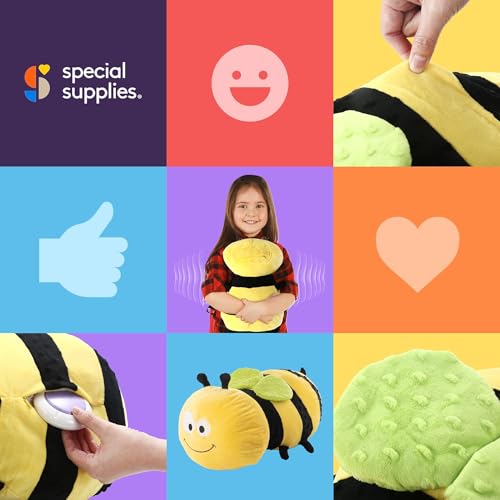 Special Supplies Bumble Bee Sensory Vibrating Pillow, Pressure Activated for Kids and Adults, Plush Minky Soft with Textured Therapy Stimulation Bumps. Size: 11 by 20 inches by Special Supplies - Image 6