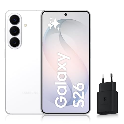 Samsung Galaxy S26, Smartphone Android 5G avec Galaxy AI, 256 Go, Chargeur Secteur Rapide 25W Inclus, Smartphone déverrouillé, Blanc, Version FR