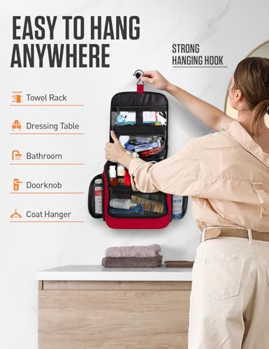 Image of VENTURE 4TH Hanging Travel Toiletry Bag, 18 Compartments - Red