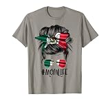 Mom Life Messy Bun Mexican Flag Mother’s Day Mexico T-Shirt