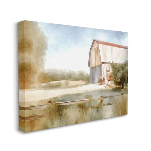 Image of Stupell Industries Barn in Rural Farmland Canvas Wall Art by Amy Hall | Stupell Industries | 20 x 16 Inches, Easy to Hang and Sturdy, Made in USA, by Amy Hall