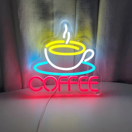 Image of Coffee Sign Coffee Neon Sign Coffee LED Sign, Coffee Bar Neon Sign But First Coffee Neon Sign Coffee Bar Decor for Coffee Shop Home Coffee Lovers Art Wall Decor, 10.2 inch x 9.7 inch