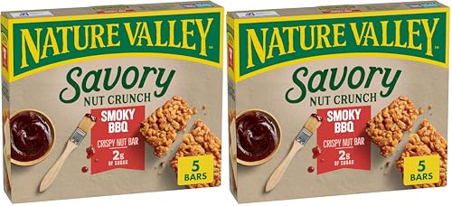 Image of Nature Valley Savory Nut Crunch Bars, Smoky BBQ, 0.89 oz, 5 bars (Pack of 2)