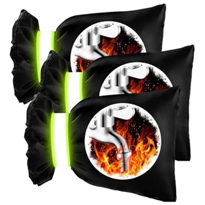 Outdoor Faucet Covers for Winter Freeze Protection, 8.7" H x 7.1" W Thicken Winter Faucet Insulation Cover Socks, Outside Waterproof Reusable Hose Bib Covers with Reflective Strips (3)