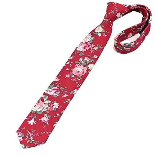 Image of Mantieqingway Floral Ties for Men Skinny Cotton Tie Flower Necktie