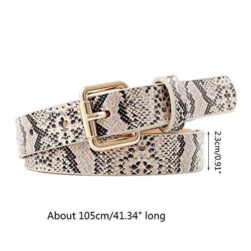 Women Men Waist Strap Retro Buckle Snake Pattern PU-Leather Belt All-Match Coat Ladies Wide Formal Waistband3