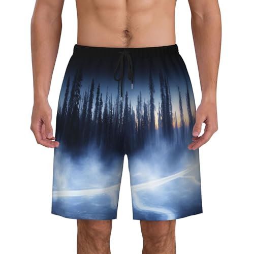 Misty Forest Men Beach Pants â€“ Swim Trunks for Men,Quick-Dry and Comfortable, Suitable for Beach, Surf, and Everyday Wear Black