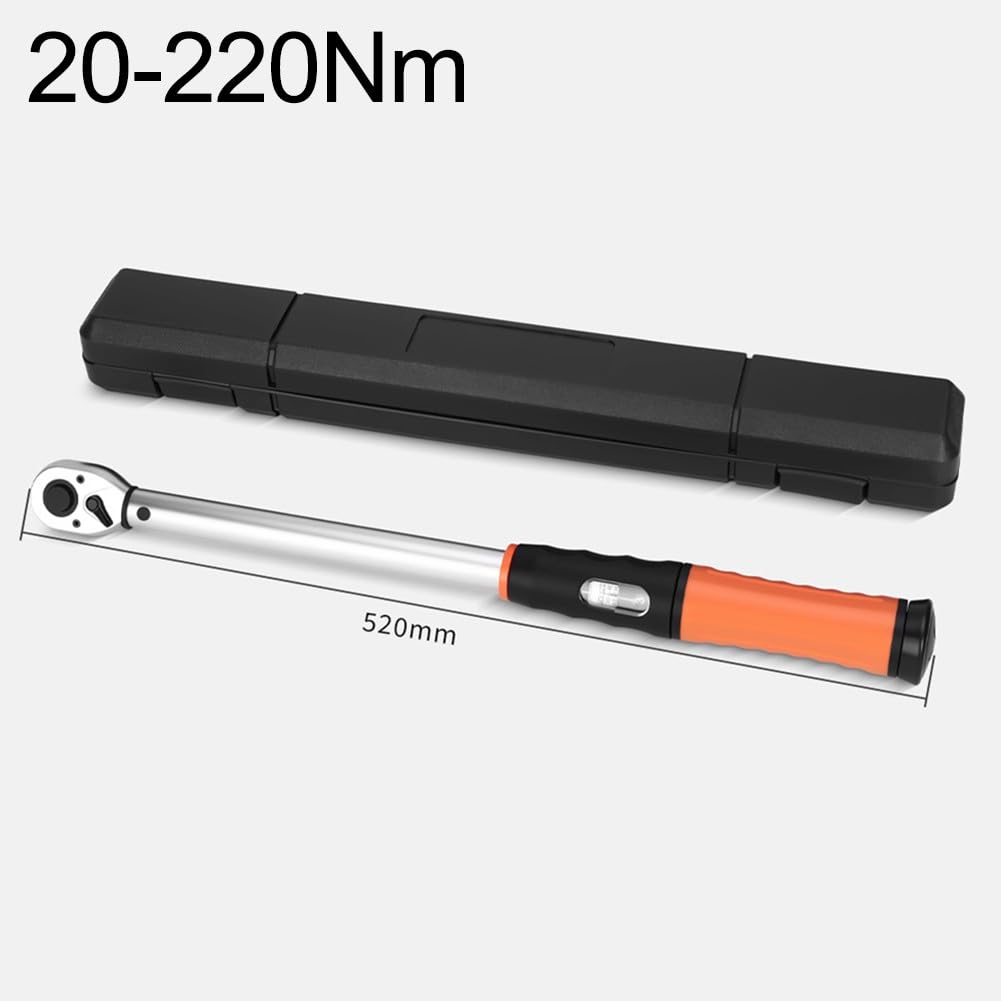 Llave dinamométrica 1/4 pulgadas 5-25 Nm, 3/8 pulgadas 10-60 Nm, 1/2 pulgada 20-220 Nm con 72 dientes para trinquete, herramientas automotrices, para naranja y plata