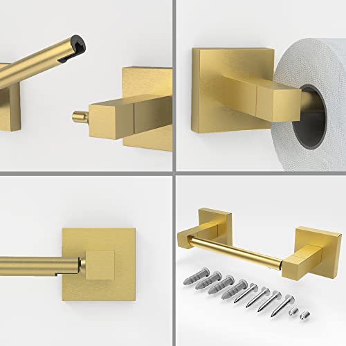 Ruacq Toilet Paper Holder Brushed Gold Double Post Pivoting Square Tissue Holders Roll Holder Hangers Toilet Paper Stand Stainless Steel And Zinc Alloy Modern Wall Mounted #TOP3