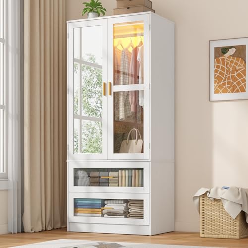 Struttura robusta e flessibile esperienza di stoccaggio: realizzato in robusto legno P2 e metallo, questo armadio da camera da letto in legno presenta una base solida da pavimento stabile e senza oscillazioni, in grado di resistere alle sfide di un uso a lungo termine. Dimensioni: 80 x 40 x 180 cm. Il nostro armadio autoportante è diviso in area sospesa, area impilabile e area top box. Può essere riposto in base al tuo ha bisogno di un Funzione di sicurezza anti-ribaltamento.