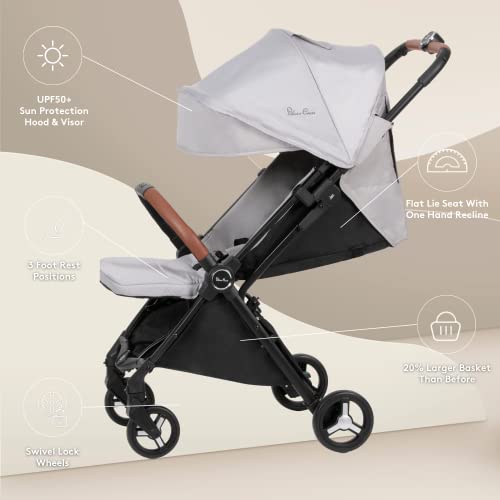 Silver Cross Jet 3 Full Size Tsa Approved Infant & Toddler Stroller, Lightweight Airplane Travel Pram, Compact One Hand Fold Baby Strollers W/Water Resistant Rain Cover,Holds Newborn - 55 Lbs, Silver #TOP1