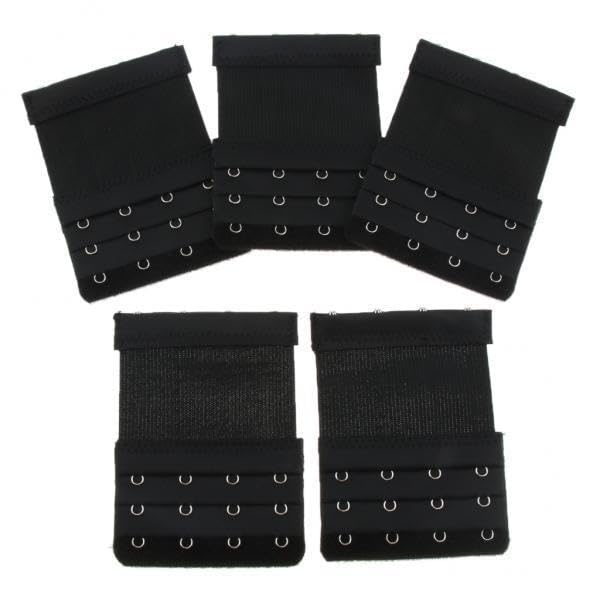 merishopp 3x5Pack Womens Bra Extender 4 Hook 3 Rows Bra Extension Underwear Straps Black-picture-11