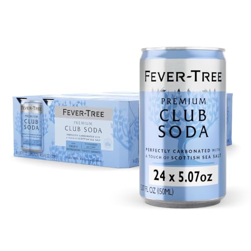 Image of Fever-Tree Club Soda - Premium Zero Calorie Mixer for Cocktails and Mocktails, 5.07 fl oz Cans, Pack of 8 - Naturally Sourced, Non-GMO