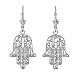 925 Sterling Silver Jewish Hamesh Hand Filigree Hamsa Earrings