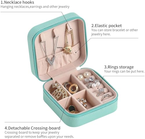 Image of Faux Leather Mini Jewelry Case Small Travel Jewelry Organizer Portable Jewelry Box Mini Storage Organizer Portable Display Storage Box For Rings Earrings Necklaces Gifts for New Year, Valentine's Day