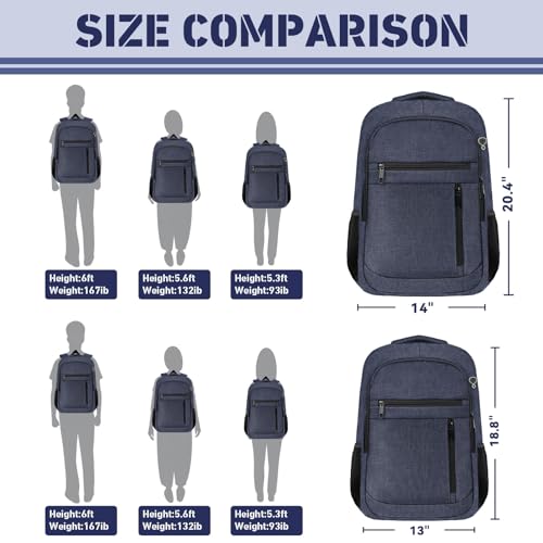 Image of Travel Backpack, Extra Large 45L Travel Backpack for Men & Women, Expandable Laptop Bag, Water Resistant Computer Backpack Fits 18.4 Inch Laptop, Lightweight Daypack for Flight, Blue
