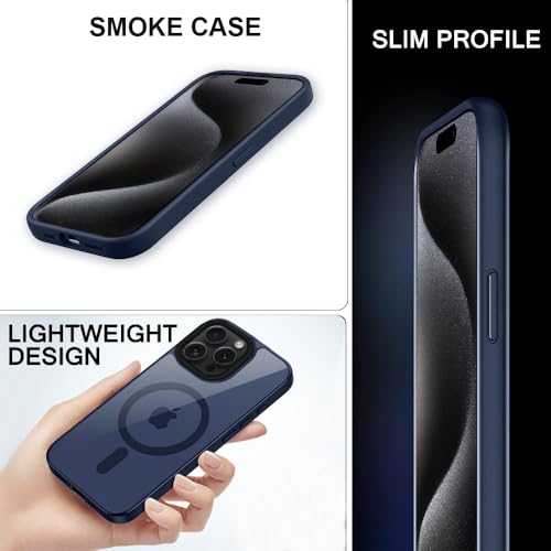 Image of iPhone 15 pro Magsafe Hard Back Case | Matte Design & 360 Protection | Military-Grade Apple iPhone 15 pro Cover | Strong Magnet Back - Blue