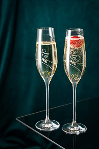 Diamante Set of 2 Crystal Champagne Flutes Prosecco Glasses - Yours & Mine - Pair in Gift Box, Transparent, 2 Count (Pack of 1) - Image 3
