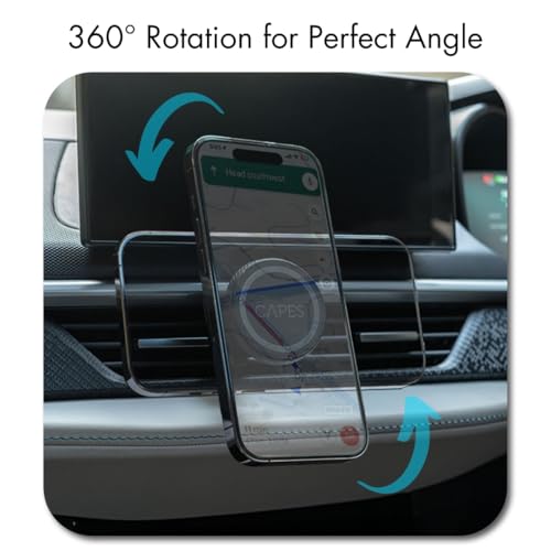 Image of Capes Maglock Car Mount for Air Vent,Strong Magnetic AC Vent /Dashboard Mount Smartphones Holder Compatible with Magsafe Mounts,for iPhone 17 /16 /15 /14 /13,360-Degree Rotation,Magnetic Ring,Black