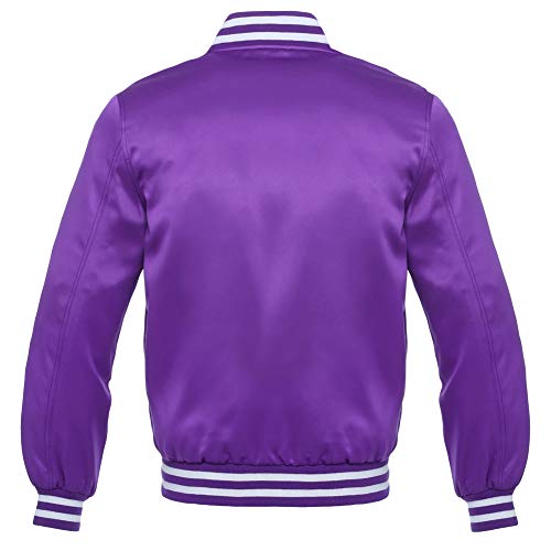 Stewart & Strauss Purple And White Satin Bomber Jacket,S405-2Xl #TOP1