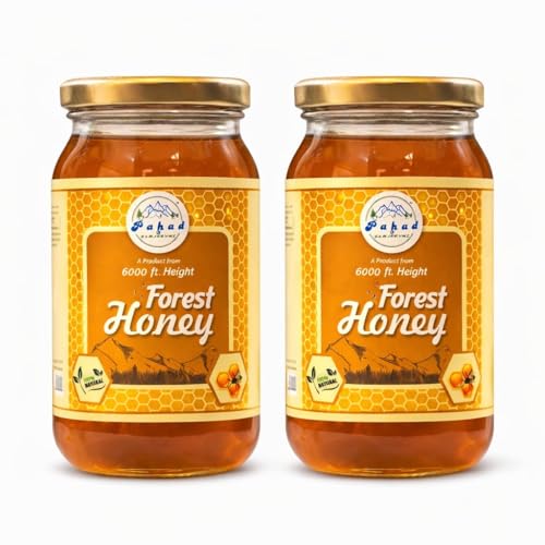 Image of Pahad Ki Sanjeevni Forest Honey 500g Natural Forest Honey from Himalayan Region Pure Honey in Glass Jar Rich Aroma & Smooth Taste Multi-Floral Raw Honey for Daily Use (Pack of 2)
