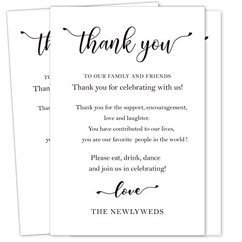 50 Wedding Thank You Place Setting Cards, Wedding Table Centerpieces and Wedding Decorations, Wedding Table Decorations, Wedding Favors for Guests, 4 x 6 Inch