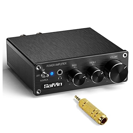 Saiyin Bluetooth Amplifier Home Audio, 80W x 2 Stereo Amplifier Receiver 2.0 Channel Mini Hi-Fi Class D Integrated Amp with Headphone Jack, Bass/Treble Control for Home Speakers