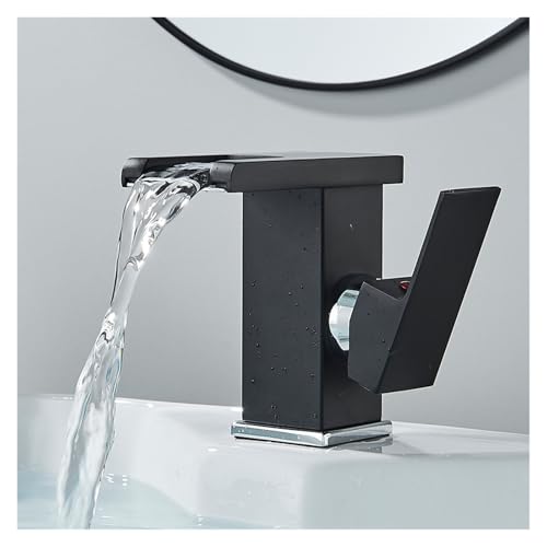 Robinet de lavabo salle de bains mitigeur eau chaude froide design C noir chromé