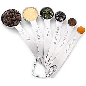 1Easylife 18/8 Stainless Steel Measuring Spoons, Set of 6 for Measuring Dry and Liquid Ingredients