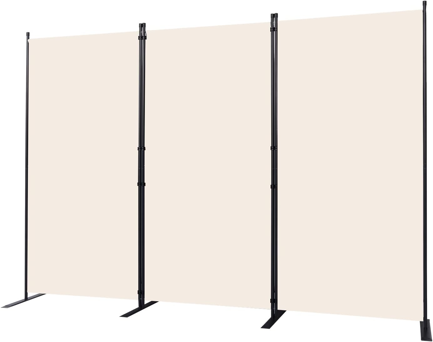 CHOSENM Room Divider, 3 Panel Folding Privacy Screens with Wider Support Feet, 6 Ft Portable Room Partition for Room Separator, 102" W X 71" H, Beige