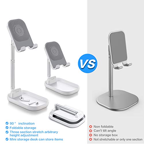 Cell Phone Stand, Foldable Phone Holder Tablet Stand for Desk, Height Angle Adjustable Phone Stand for Desk, Cell Phone Holder for Desk Compatible with All Mobile Phones,iPhone,Switch,iPad