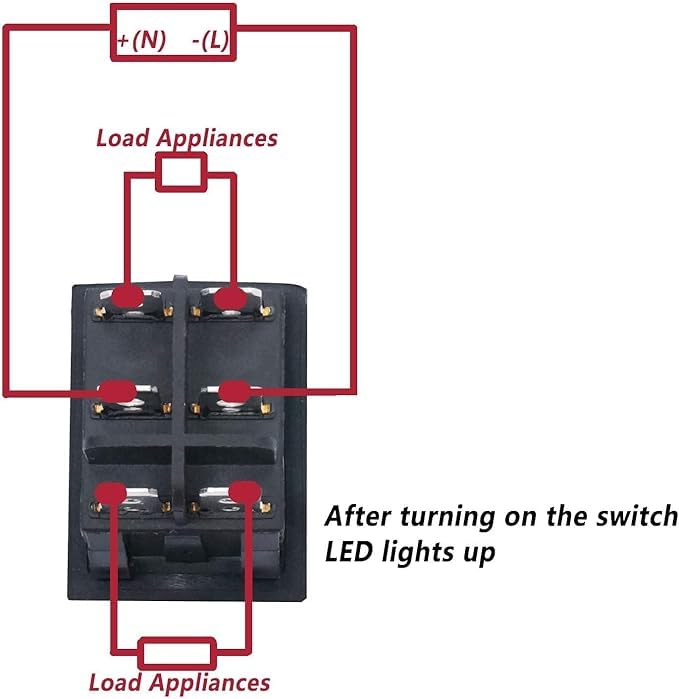 Interruptor Basculante DPDT ON/OFF 6 pin, 1 Unidadd - imagen 2