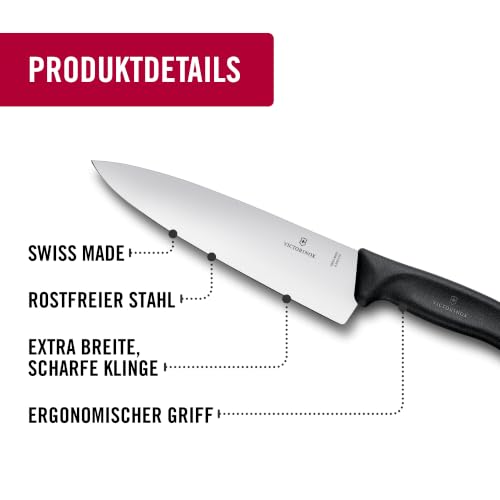 Victorinox Swiss Classic, Profi Tranchiermesser, Extra Scharfe Klinge, gerader Schliff, 20 cm, Kunststoffgriff, Rostfreier Stahl, schwarz – Ansicht 4