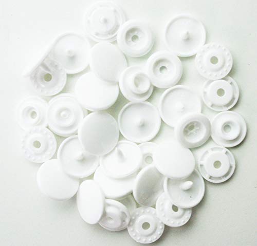 100 Sets KAM Snaps Buttons BetterJonny Size 20 T5 Glossy Round Resin Plastic Buttons Fasteners Punch Poppers for Cloth Diaper/Bibs/Towels/Nappies
