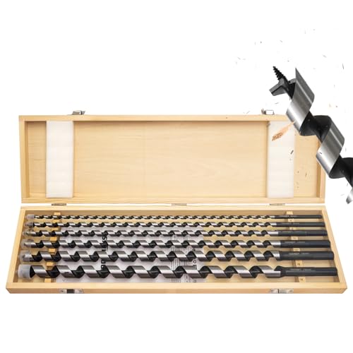 TOOLMAYS MèChe à Bois HéLicoïDal 6 Pcs, Foret Bois long Ø 6/8/10/12/16/18mm X 460mm Avec BoîTe, Spiral Trou Cutter, Forets à Queue Hexagonale