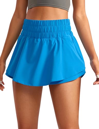 Image of CRZ YOGA Ruffle Skirt Overlay Athletic Shorts | High Waisted, Quick Dry, Lightweight, Flowy, A Zip Pocket, for Women