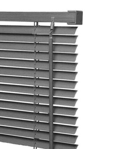 Pvc Wood Wooden Grain Effect Venetian Window Blind/Blinds Home Office Easy Fit (45x150, Silver)