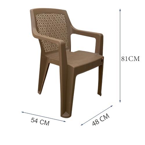 Image of SkyGlamour Cello Sonet Matt Finish Plastic Armchair | Mid Size Plastic Chair for Living Room, Home, Garden Indoor and Outdoor use |Bearing Capacity up to 120 Kg (Colour: Rattan Beige; Set of 2)