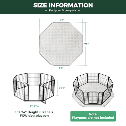 Image of FXW Washable Pee Pads for Dogs, Leak-Proof & Non-Slip, Specifically Designed for FXW Rollick /Homeplus 24inch 8 Panels Dog Playpen, 29 inch Octagon, Khaki, 2 Packs