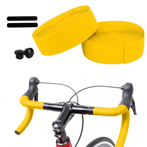 PSLER Bike Handlebar Tape - EVA Bike Grip Tape for Road Bike 2 Rolls Yellow