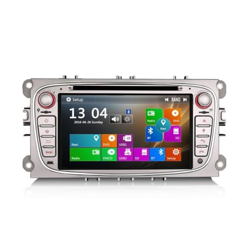 SDIUAKBV Estéreo de coche de 7 pulgadas 2 DIN para Ford Focus C/S-Max Mondeo Galaxy, multimedia, GPS, Navigatoin, reproductor de DVD para coche, HD 1080P, pantalla táctil digital, DVR DAB+, control