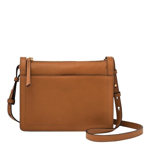 Fossil Women's Taryn Leather Crossbody Purse Handbag, Saddle (Model: ZB1894216)