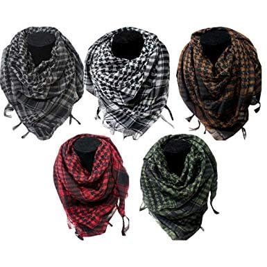 Fashions Men's Pure Cotton Multicolour Arab Shemagh Neck Wrap Arafat Keffiyah Desert Army Wear Head Scarf Stole (PACK OF 5)-image-27