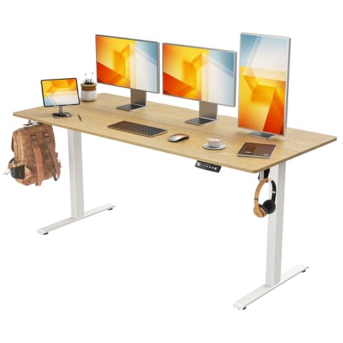 VVENACE 63 x 28 inch Electric Standing Desk Adjustable Height with 4 Wheels, 4 Memory Height...