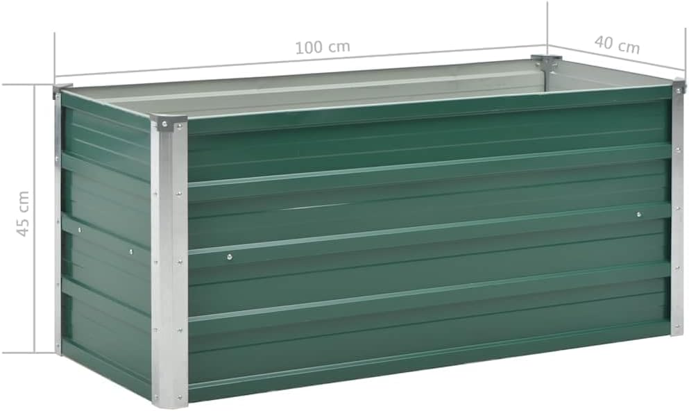 vidaXL Raised Garden Bed, Raised Flower Bed, Galvanized Steel Planter, Outdoor Planter for Patio Backyard Garden Vegetables Herbs, Green
