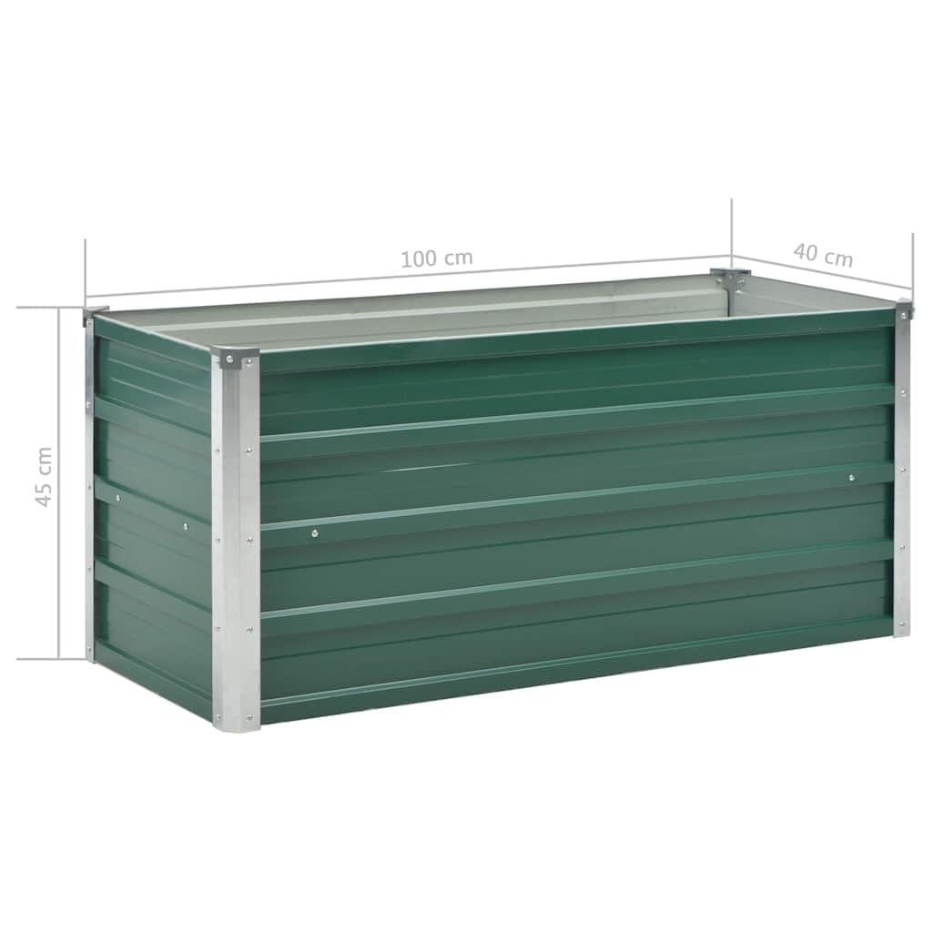 Stal cynkowa, podnoszone łóżko ogrodowe, 100 x 40 x 45 cm, zielone, trwałe, do użytku na zewnątrz, na rośliny, zioła, kwiaty i sukulenty z drenażem
