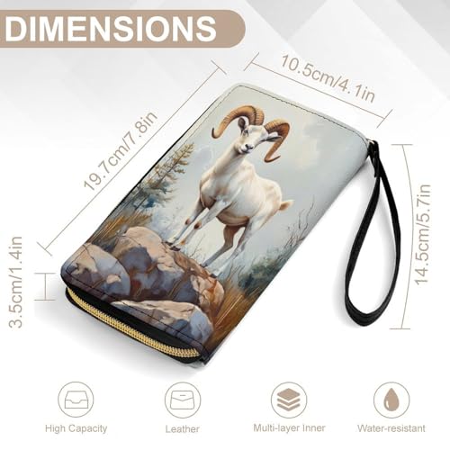 Goat Women's Wallet Wristlet Zipper Purse with Hand Strap Travel Credit Card Holder for Daily Use Gifts2