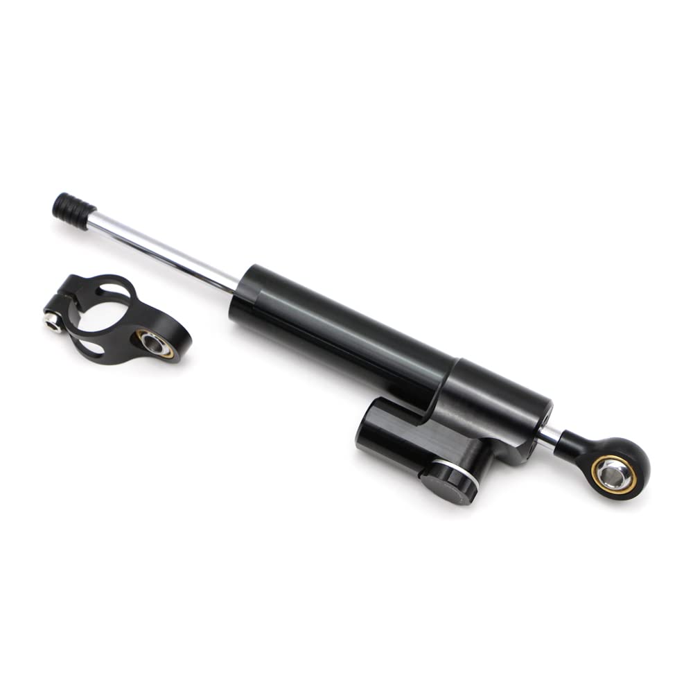 Dreamseek Stabilisateur d'amortisseur de direction pour moto universel, sécurité inversée, contrôle réglable en aluminium CNC (noir)