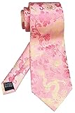 Men's Fashionable Vivid Gold Pink Ties Interview Trendy Patterned Suit Floral Neckties