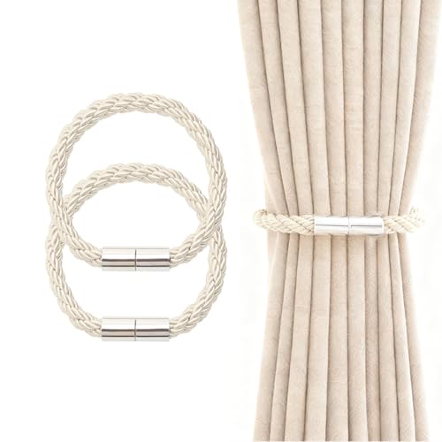 HattusaShield Lot de 2 Embrasses Rideaux Magnétiques, Embrasse pour Rideaux Beige Attaches de...